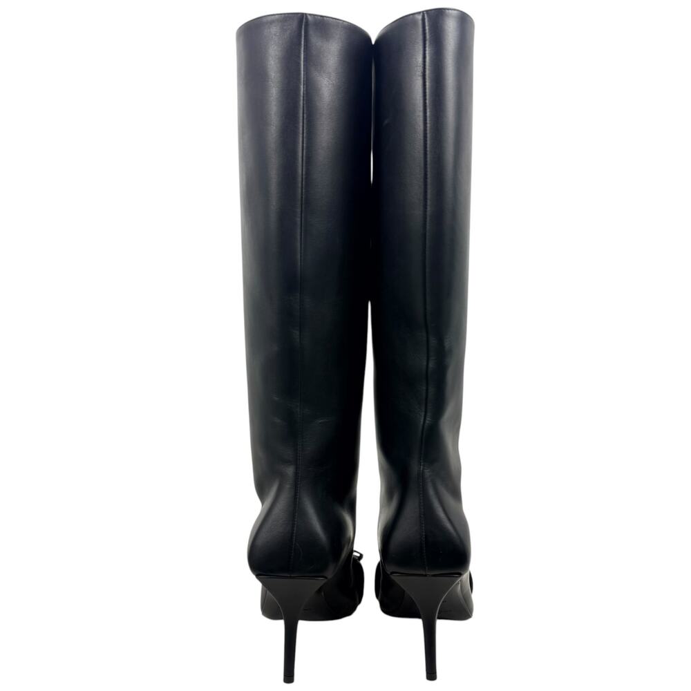 New Givenchy G Woven Leather Knee High Square Toe Boots Black Size 37 - Picture 5 of 9